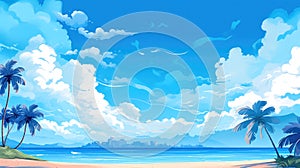 Ethereal Oceanic Clouds: Vector Beachscape.