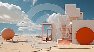 Ethereal Orange House: A Surrealistic 2d Artwork In 8k