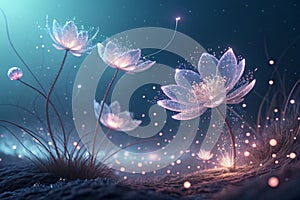 ethereal particle bloom 3d endering - generated by ai