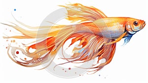 Ethereal Siamese Fish Painting On White Background - Dragon Art