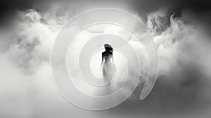 Ethereal Silhouette: A Woman Emerging From Wavy Smoke