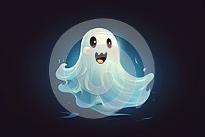 Ethereal Smiling 3d cartoon ghost. Generate Ai