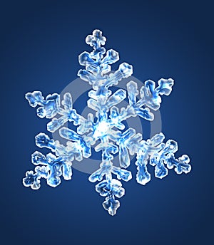 Ethereal Snowflake on Gradient Blue