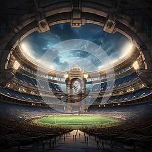 Ethereal stadium or arena devoid of human presence