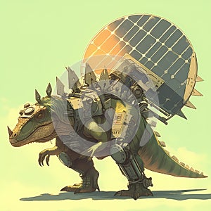 Ethereal Steampunk Iguanodon, a fusion of fantasy and science fiction