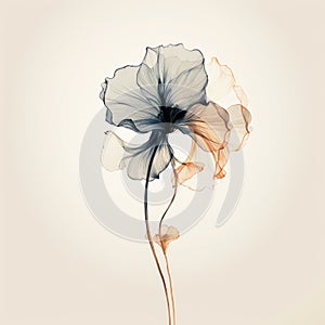 Ethereal Transparency: Delicate Flower Stems On Beige Background