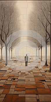 Ethereal Trees A Geometric Optical Illusion In Neo-mosaic Landscape Art