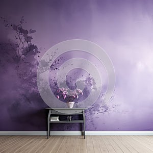 Ethereal Violet Wall Mural: Nature-inspired Imagery With Whimsical Rococo Flair