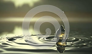 Ethereal Water Drop Splash in Calm Waters. Perfect for Relaxation Videos.