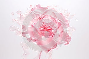 Ethereal Watery Gel Rose on White Background