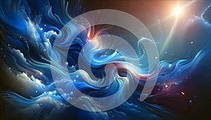 Ethereal waves of blue and light cascade in this mesmerizing abstract composition