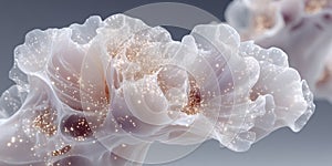 Ethereal white abstract form with glowing particles in motion