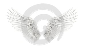 Ethereal White Angel Wings Isolated on White Background