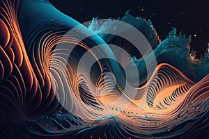 ethereal world of digitized waves and ripples in motion