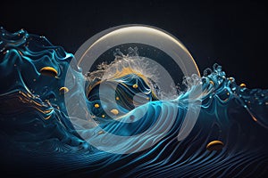 ethereal world of digitized waves and ripples in motion