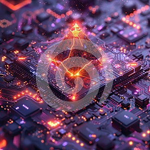 Ethereum blockchain technology, 3D rendering,