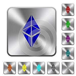 Ethereum classic digital cryptocurrency rounded square steel buttons