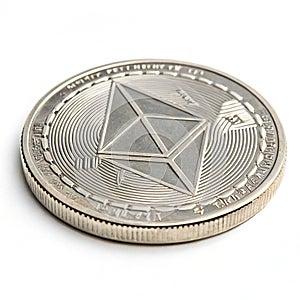 Ethereum coin isolated on white background photo