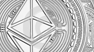 Ethereum coins closeup background cryptocurrency