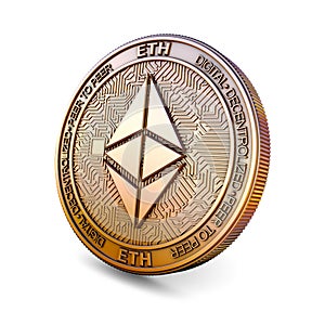 Ethereum - Cryptocurrency Coin. 3D rendering