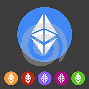 Ethereum cryptocurrency icon flat web sign symbol logo label