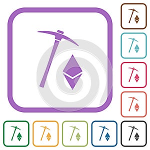 Ethereum cryptocurrency mining simple icons