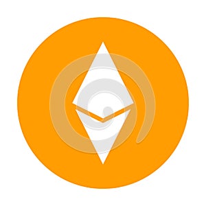 Ethereum icon for internet money. Crypto currency symbol. Blockchain based secure cryptocurrency. Vector