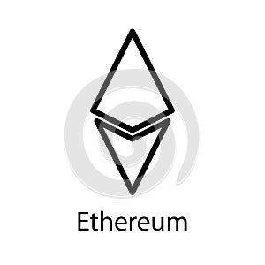 Ethereum icon for internet money. Crypto currency symbol. Blockchain based secure cryptocurrency. Vector