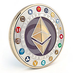 Ethereum universe NFT 3D icon illustration isolated on white background photo