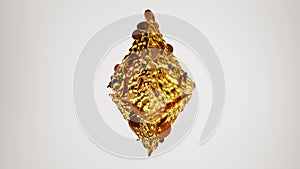 Etherium cryptocurrency symbol covering by liquid gold and coins. 3D motion seamless loop, 4k animation.