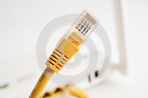 Ethernet cable for connect to wireless router link to internet service provider network