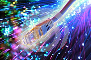 Ethernet cable with fiber optic background
