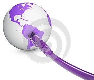 Ethernet cable, internet connection, bandwidth. The world on the web. World Connections, Globe