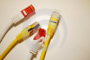 Ethernet cable and RJ45 plug connector.