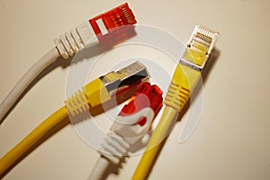 Ethernet cable and RJ45 plug connector.