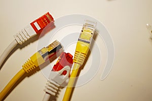 Ethernet cable and RJ45 plug connector.