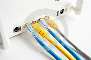 Ethernet cable with wireless router connect to internet service provider internet network