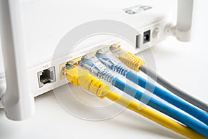 Ethernet cable with wireless router connect to internet service provider internet network