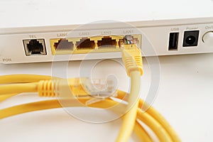 Ethernet cable with wireless router connect to internet service provider network