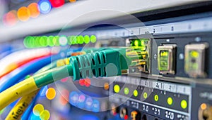 Ethernet Cables Connected to a Network Switch