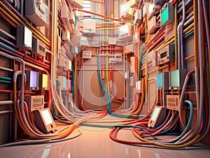 ethernet cables connecting to an outer world