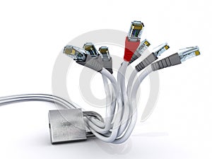 Ethernet cables under lock