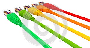 Ethernet Cables Unplugged Colors Pointing Away Close