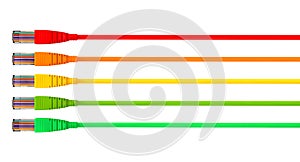 Ethernet Cables Unplugged Colors Pointing Forward Left