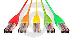 Ethernet Cables Unplugged Colors Pointing Forward Top