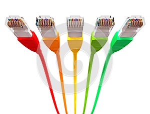 Ethernet Cables Unplugged Colors Pointing Forward Underneath