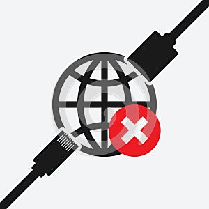 Ethernet connector. disconnect error symbol