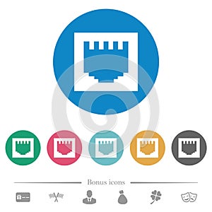 Ethernet connector flat round icons