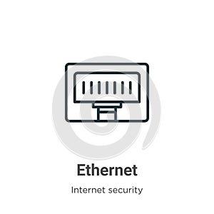 Ethernet outline vector icon. Thin line black ethernet icon, flat vector simple element illustration from editable networking