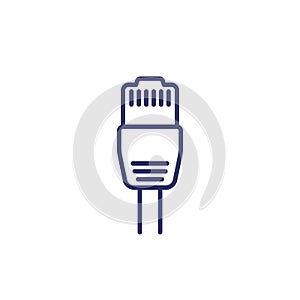 ethernet plug, rj45 line icon on white